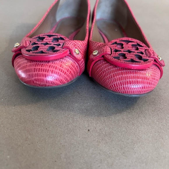 Tory Burch Mini Miller Ballet Flat Melon Micro Tejus Lizard embossed women's 5M - Picture 4 of 8